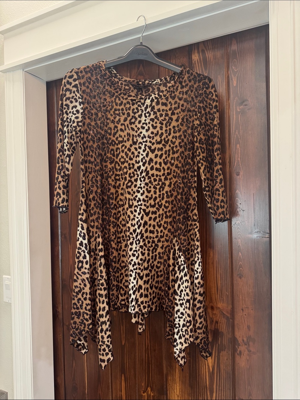 Kaktus Leopard-Print Sheer Top in Brown and Black animal print